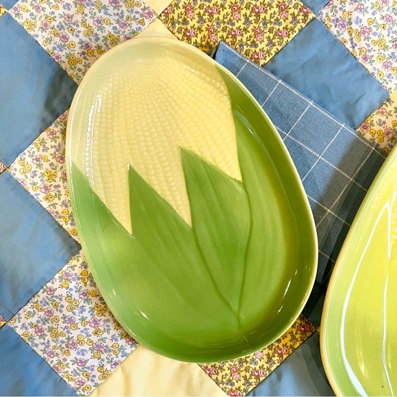 Set of 2 Corn Cob Platter Terrace Ceramics Pattern 210 211 USA Made Mid Century - Picture 3 of 7